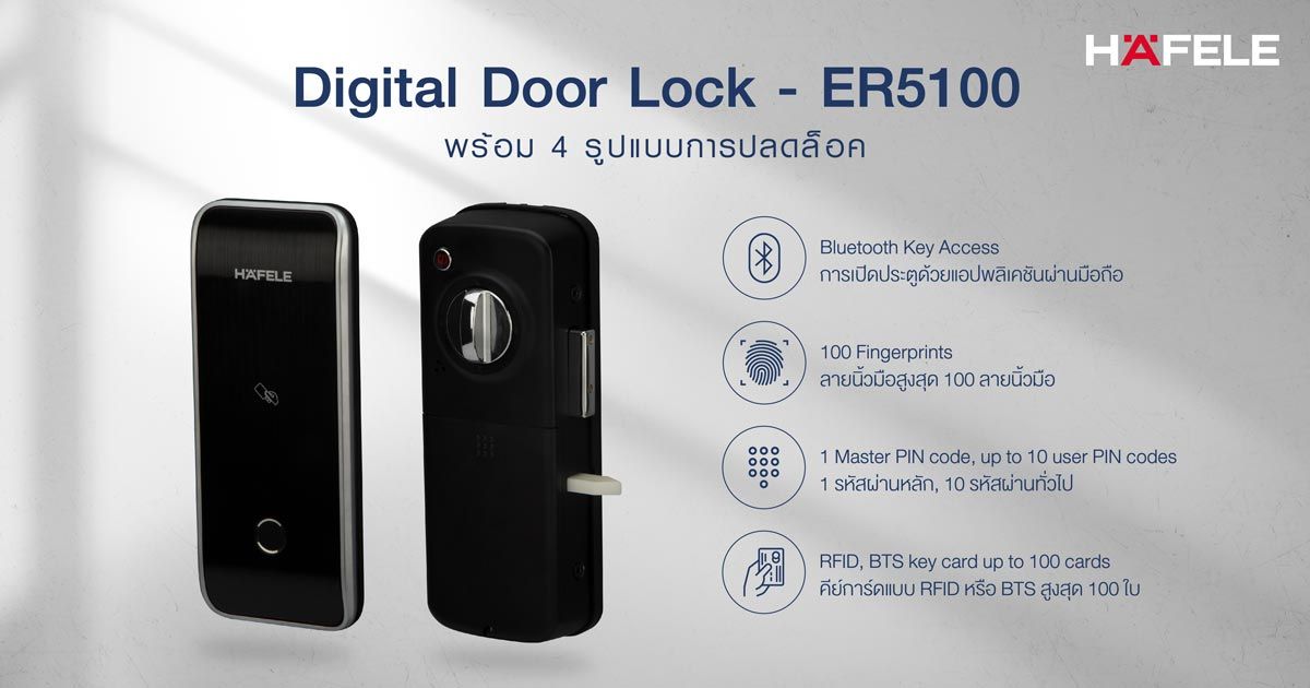 Digital Door Lock รุ่น ER5100 พร้อม 4 รูปแบบการปลดล็อค